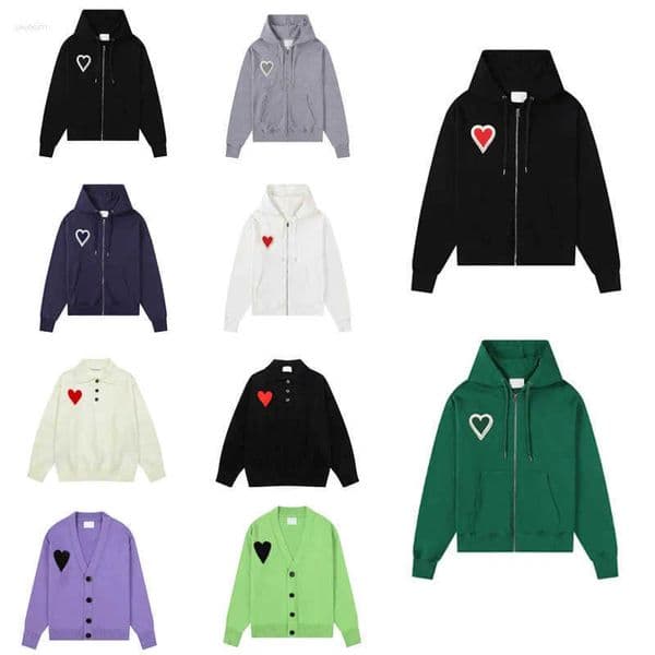 Men's Hoodies Sweatshirts Mens Hoodie Sweater A For O Neck Litter Heart Luxury Pattern Embroidery Pullover Amiies Fashionable Sportswear H241231