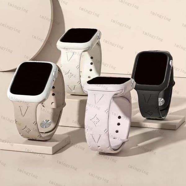 Designer Silicone Apple Watch Band 38 40 41 42 44 45 49 mm Flower Watchs Strap Wristband For Iwatch 9 8 7 6 5 SE 10 Fashion Watchbands 4 colour