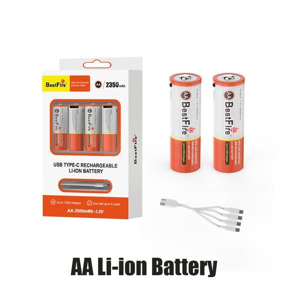 Original Bestfire AA Battery 2350mAh USB Type-C Rechargeable Lithium Li-ion Double A Battery 1.5V 2A Cell for Wireless Mouse Scale Household Office Devices