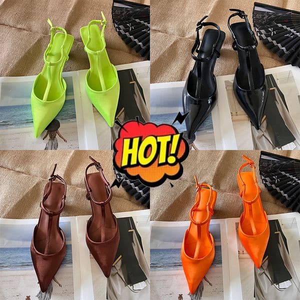 Designer Sandals Slides Sandale Women Heels Dress Shoes Womens Sandals Low Heel T-Strap Satin Slingback Pumps Patent Leather Fashion Luxury Slippers Sliders