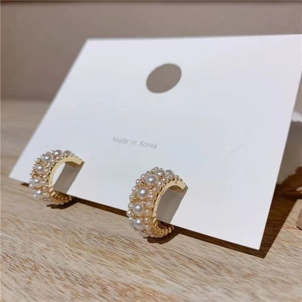 French Style Stainless Steel Retro Artificial Pearls Earrings For Women Trending Gold Color Silver Color Ear Jewelry