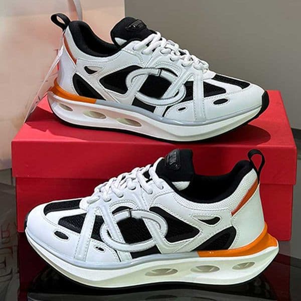 Designer VLogo Easyjog Sports Shoes 24ss Summer Men Sneakers Breathable Mesh Calf Leather Upper Ultra Light Rubber Sole Brand Mens Hiking Casual Shoes Top Quality