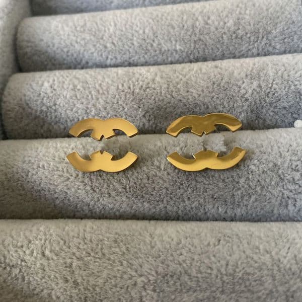 Gold Color Luxury Brand Studs Earrings 2 Sizes Smooth Stainless Steel High Polished Women Designer Earrings Wholesale