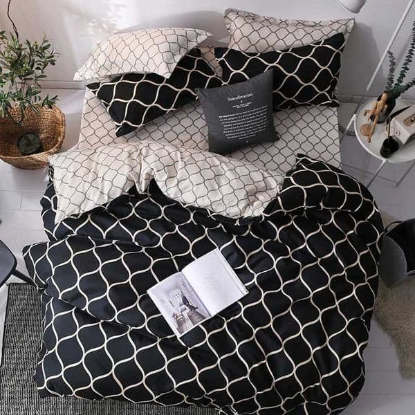 Printed White Black Duvet King Queen Size Quilt and Pillow Cover 3Pcs Comforter Bedding SetsXQ240708