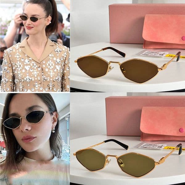 Luxury Designer The irregular Sunglasses Women Polygonal Metal Frame Loden Green Lenses Fashion Style Sunglasses MU56ZS