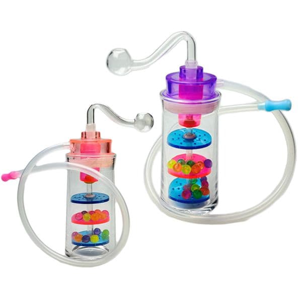 5 Inch Silencer Oil Burner Bong Water Pipes with Three Layers Honeycomb Filter Silicone Straw Tube Funny Smoking Glass Oil Burner Pipe