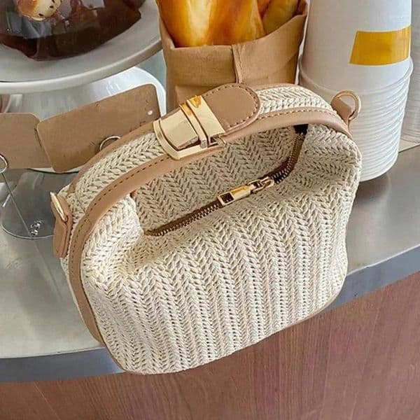 Free Shipping Shoulder Bags Straw Crossbody Bag For Women Fashion Bohemian Small Knitting Summer Purse And Handbag Ladies Casual Vacation Bucket Beach