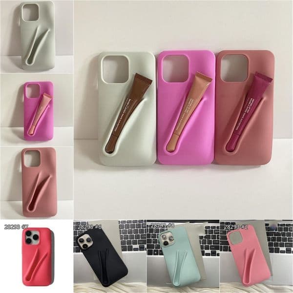 phone case Portable Design Gloss Lipstick Lip Balm 3D Make-Up Phone Case for iPhone 13 14 15 pro Max Holder Cover Silicone Soft 21e 3baa cf8