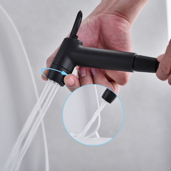 Handheld Bidet Spray Gun Black Double Water Way Shattaf Sprayer BathroomToilet Portable Bidet Faucets Travel Bidet Attachment