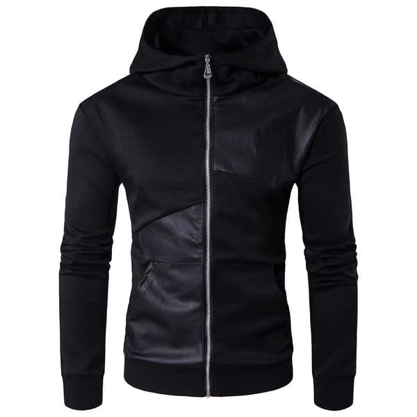 Designer's new European and American men's contrasting color splicing fashion hoodie, men's casual sportswear, outdoor couple jacket