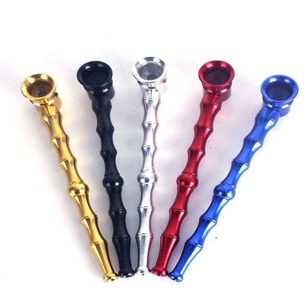 20pcs Metal Pipe Mounthpiece Zinc Alloy Bamboo Shape Mini Smoking Pipe Unique Design Easy To Carry Clean Tube Portable