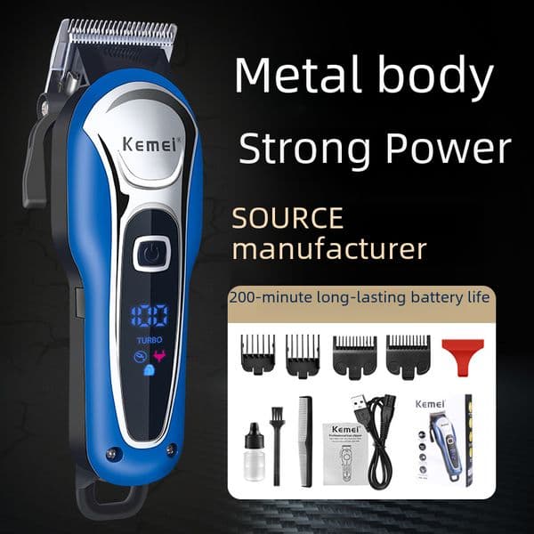 Cross-Border electric hair clipper digital display charging hair clipper oil head does not card hair hair clipper family universal electric clipper