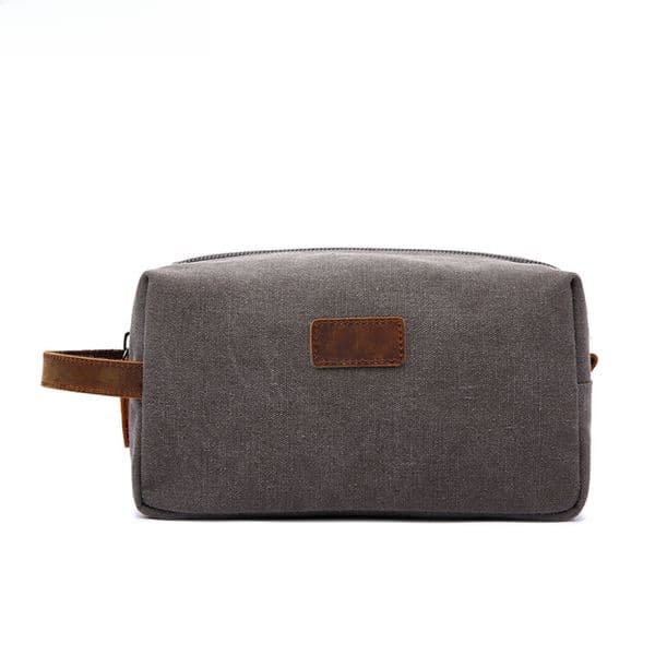 Toiletry bag European and American popular travel clutch waterproof canvas with Crazy Horse leather storage bag vintage cosmetic bag wholesale