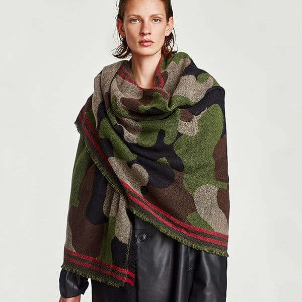 European and American foreign trade autumn and winter New thick leopard print camouflage scarf home counter quality imitation cashmere shawl scarf