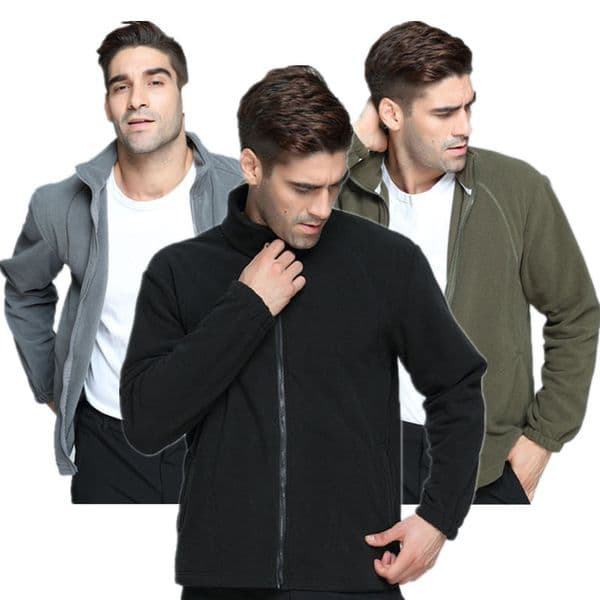 Spring Autumn and Winter Outdoor Fleece Clothes Men's Sports Warm Thickened Long-sleeved Cardigan Jacket Fleece Charge Clothes Liner