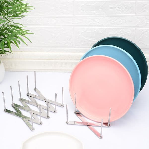 Factory Direct Supply Creative Household Telescopic Stainless Steel Plate Rack Storage Drain Dishes Kitchen Pot Lid Rack