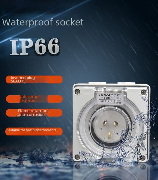 Huanao IP66 Industrial Plug Australian Standard Outdoor Waterproof Reverse Plug 15A3 Level Inverted Plug Device
