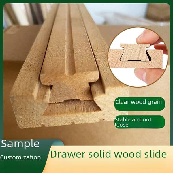 New Chinese Drawer Solid Wood Slide Wooden Slide Rail Iron Set Furniture Hardware Accessories Simple Fashion Home Decoration