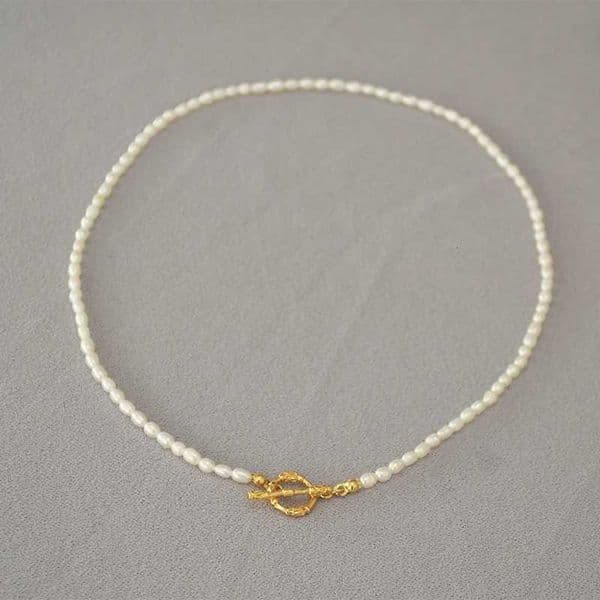 Brass with 18k Gold Real Pearl Ot Chain Necklaces Women Jewelry Punk Party t Show Designer Club Ins Rare Japan Korean Trendy