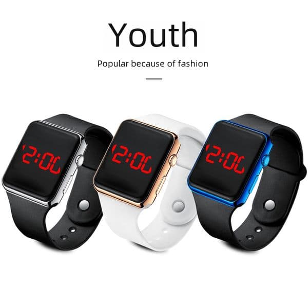 Fashion all-match Square LED digital watch student adult waterproof luminous plating sunglasses sports electronic watch