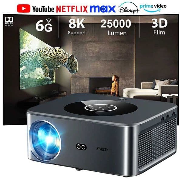 Projectors XIWBSY 25000Lumens Android 4K Projector Wifi6 Full HD Wireless Projector Auto Keystone Dolby Video Home Theater Proyector Beamer Q240719