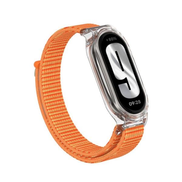 Nylon Loop Strap For Xiaomi Mi Band 9 Compatible with Mi Band 8 PC Case and bracelet 2 in 1 Adjustable Elastic Bracelet Watchband