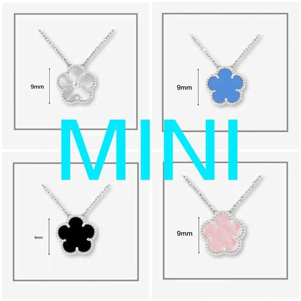 Nature 9mm Flower Necklace Jewelry Designer for Women Sterling Silver 925 Diamond Small Pendant Red Agate Calaite Mini Clover Gift Mammy