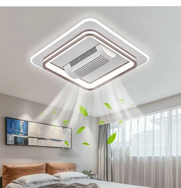 Ultrathin Bladeless LED Invisible Bladeless Ceiling Fan Chandelier Smart Home Decoration for Living Room Bedroom Children's Room Indoor Lamps