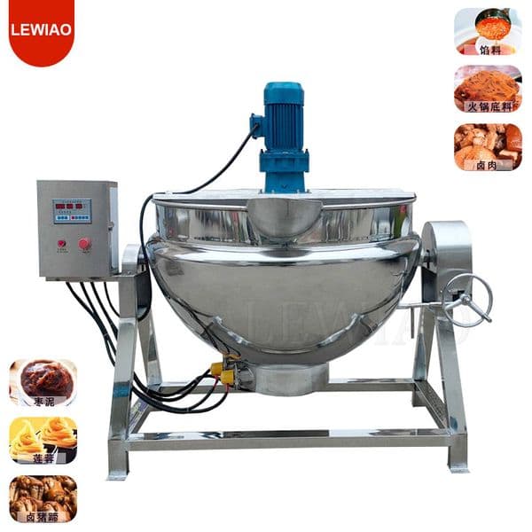 Tilting Cooking Candy Kettle With Agitator Gas Steam Electric Jacketed Kettle Cooking Pot With Mixer