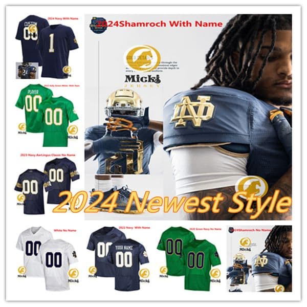 Riley Leonard Notre Dame Fighting Irish Football Jersey 5 Beaux Collins 10 Kris Mitchell 26 Tyler Buchner 9 R.J. Oben 76 Guerby Lambert 17 Cam Williams Custom ND Jerseys