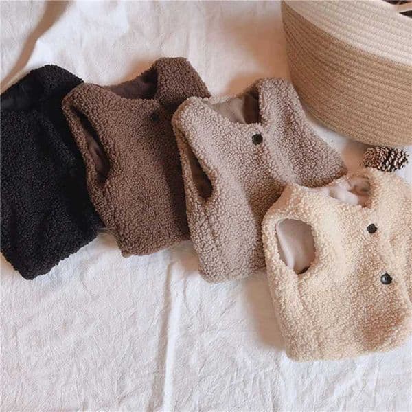 3 thick vests girls boys autumn warm Berber wool plush vest girls cute winter clothes high-quality and durableW240724
