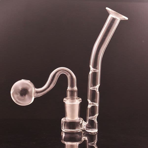Glass Pipe Hookah Nozzle Arc Adapter with Concave Hole J Hook Dimple Water Gun Barrel 14mm Female Connector with Male Glass Oil Burner Pipes Discounted Gifts