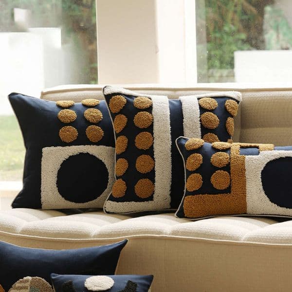 Bohemian Pillow cover Living Room Sofa Homestay Geometric Circle Velvet Embroidery Cushion Bedroom Bedhead Pillow case