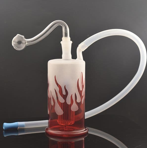 Colorful Fire Blaze Glass Oil Burner Bong Hookahs Dry Herb Water Pipes Birdcage Percolator Ash Catcher Bongs with 10mm Male Oil Burner Bongs