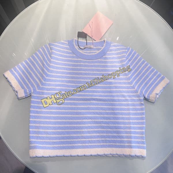 Beads T Shirts Women Sport Tank Tops Fashion Striped Knitted Tees Designer Letter embroidery Crop Tops