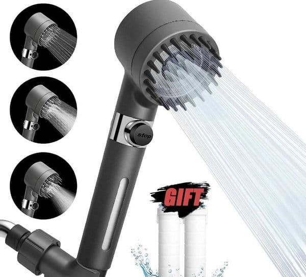 High pressure shower head 3 mode adjustable spray with massage brush filter rain shower faucet bathroom accessoriesWa240730