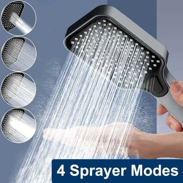 Silver gray black shower head with 4 modes adjustable self-cleaning single key cutting and shifting high-pressure shower head bathroom accessoriesW240730