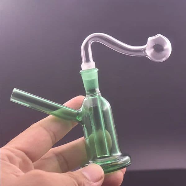 Cheapest Mini 8cm Tall Glass Bong Water Pipes with 10mm Male Thick Pyrex Glass Oil Burner Pipe Silicone Tube for Smoking Hookah Accessories