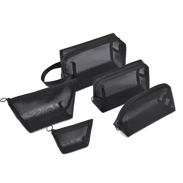 2024 Clear Black Makeup Travel Toiletry Cosmetic Organizer Bag Pouch Set Women Mesh Small Large Transparent Make Up Bag- transparent cosmetic organizer