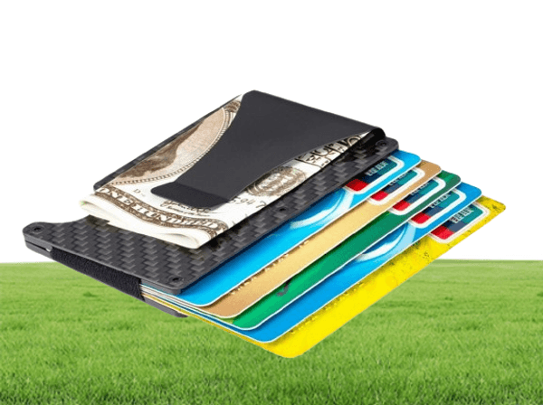 carbon fiber rfid anti thief credit card holder aluminium metal magic minimalist wallet men business ID bank cardholder case bag