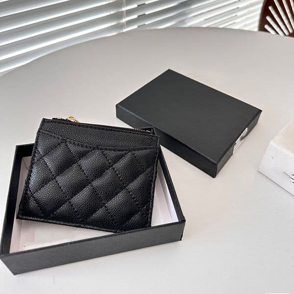 Designer Wallets Black cowhide Caviar Leather Wallet Classic coin purse Mini Handbags Classic Clutch Bags Luxurys Purse Card Women Credit card slot 11.5cm