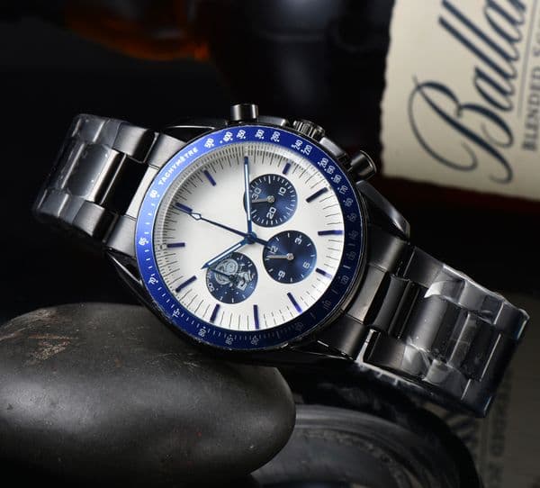 OMEGity Stainless steel Wrist Sapphire glass Six needles SPEEDMASTER Watch Mens Watches Dial Work Quartz Watchs Brand Clock Men Fashion seamaster wristwatches265