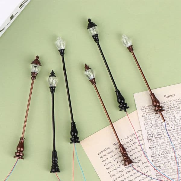 Diy Street Landscape Lantern Micro Landscape Ornament Light Scale Model Railway Lamppost LED Park Lanterns Street Lamp Model