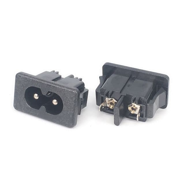 AC 250V 2.5A IEC320 C8 Male 2 Pins 5Pcs Power Inlet Socket Panel Embedded SA176re P12 0.3