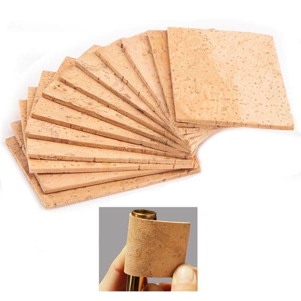 10Pcs Universal Sax Neck Cork Natural Durable Wooden Alto Saxophone Neck Joint Cork Sheet for Alto/Soprano/Tenor Brass 6x4cm