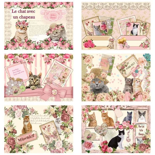 1Pack Vintage 2025 Flower Cats new Sticker DIY Craft Scrapbooking Album Junk Journal Decorative Stickers
