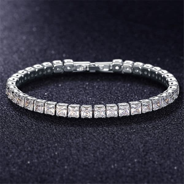 4x4mm square diamond tennis bracelet designer for woman luxury silver gold mens bracelets 2.5x5mm AAA zirconia bangles jewelry daily outfit friend couple gift
