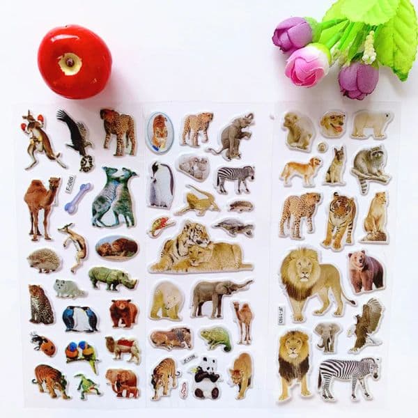 6 sheets /lot Kids new Puffy 2025 Stickers Wild Animals Cats Dogs Girls Boys Rewards Sticker for School Teacher Classic Toys GYH