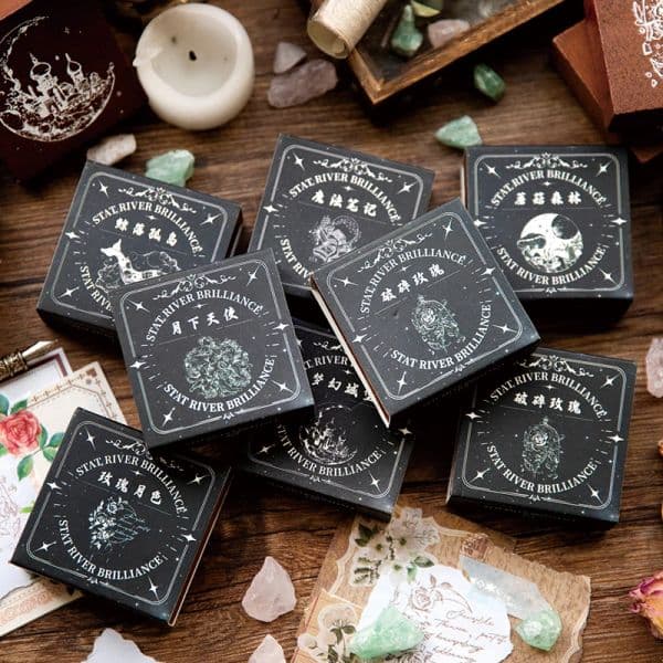 Yoofun Vintage Star River Wooden Stamp Creative Flower Retro Standard Stamp for Journal Scrapbooking Card Making DIY