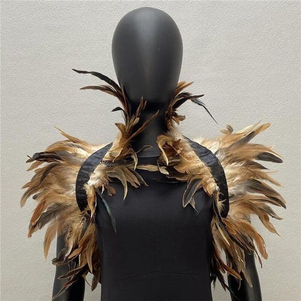 Natural Feather Shrug Shawl Women Feather Shoulder Wrap Cape Victorian Cosplay Party Props Stage Performance Feather Accessories